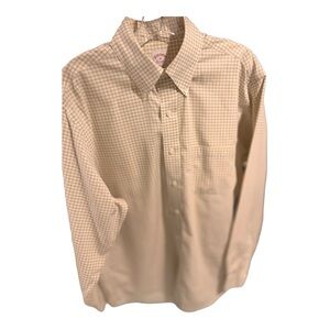 Brooks Brothers Mens Size Medium Non Iron All Cotton L/S Shirt White Beige
Plaid